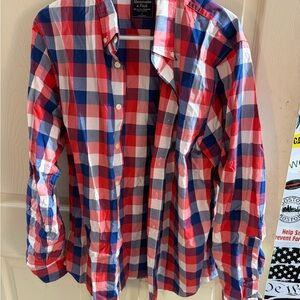 Abercrombie & Fitch Blue, Red & White Plaid Shirt with Label